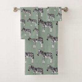 Zebra Exotisch dierpatroon Sage Groen Bad Handdoek