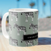 Zebra Exotisch dierpatroon Sage Groen Koffiemok