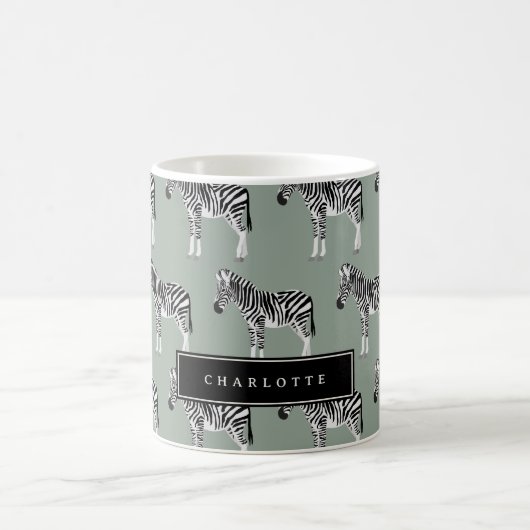 Zebra Exotisch dierpatroon Sage Groen Koffiemok (Center)