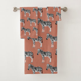 Zebra Exotisch dierpatroon Terracotta Bad Handdoek