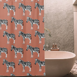 Zebra Exotisch dierpatroon Terracotta Douchegordijn