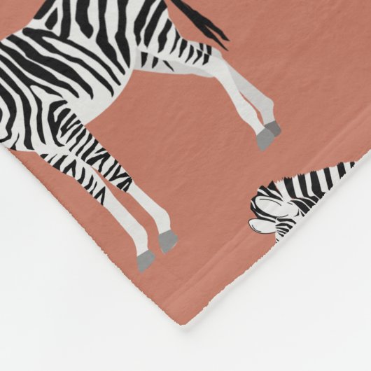 Zebra Exotisch dierpatroon Terracotta Fleece Deken (Hoek)