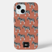 Zebra Exotisch dierpatroon Terracotta-monogram Case-Mate iPhone Case (Achterkant)
