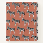 Zebra Exotisch dierpatroon Terracotta-monogram Notitieboek (Achterkant)