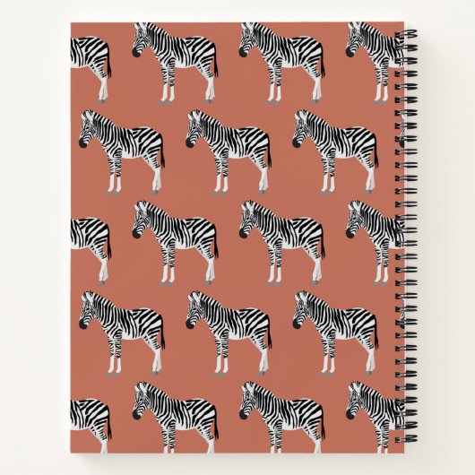Zebra Exotisch dierpatroon Terracotta-monogram Notitieboek (Achterkant)
