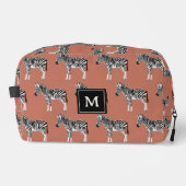 Zebra Exotisch dierpatroon Terracotta-monogram Toilettasje (Voorkant)