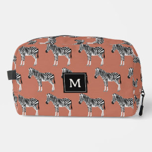 Zebra Exotisch dierpatroon Terracotta-monogram Toilettasje