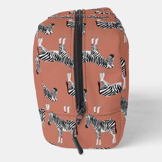 Zebra Exotisch dierpatroon Terracotta-monogram Toilettasje (Rechts)