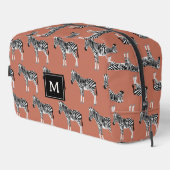 Zebra Exotisch dierpatroon Terracotta-monogram Toilettasje (Rechterhoek)
