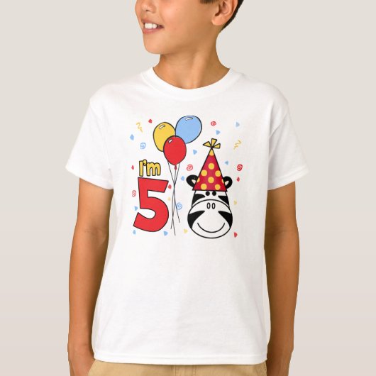 Zebra Face 5th Birthday T-shirt (Voorkant)