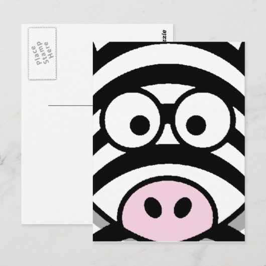 Zebra Face Briefkaart (Voorkant / Achterkant)
