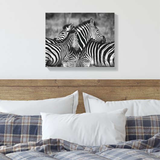 Zebra familie canvas afdruk (Insitu (Slaapkamer))