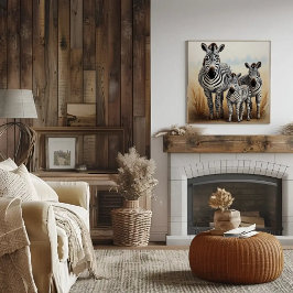 Zebra Familie Schattige en vertederend wildlife Poster