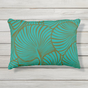 Zebra Fan Palm Hawaiian Tropical Jade Green Buitenkussen