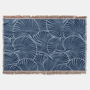 Zebra Fan Palm Hawaiian Tropical Navy Blue Deken