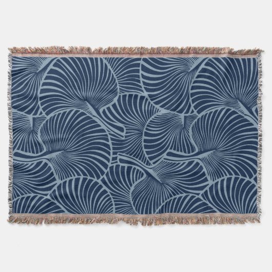 Zebra Fan Palm Hawaiian Tropical Navy Blue Deken (Voorkant)