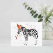 Zebra Feest - Dieren die een Feest Hebben Briefkaart (Staand voorkant)