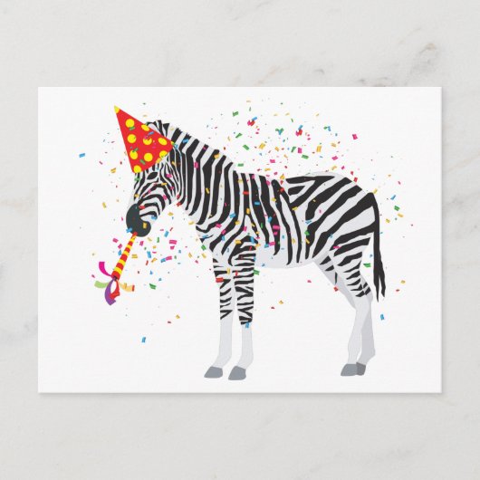 Zebra Feest - Dieren die een Feest Hebben Briefkaart (Voorkant)
