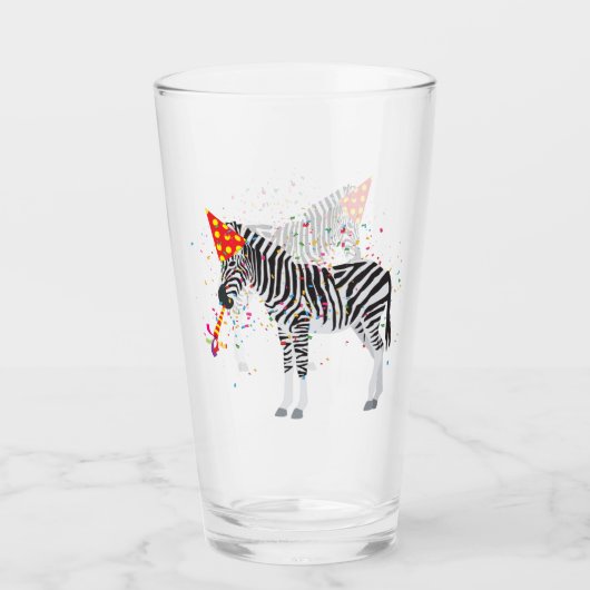Zebra Feest - Dieren die een Feestje Hebben Glas (Voorkant)