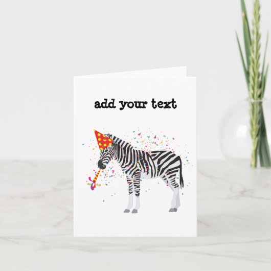 Zebra Feest - Dieren Hebben een Feest Kaart (Voorkant)