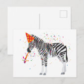 Zebra Feest - Dieren hebben een feestje Briefkaart (Voorkant / Achterkant)