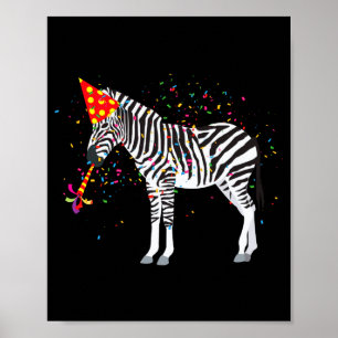 Zebra Feestvierende Dieren Die Een Feest Hebben  Poster
