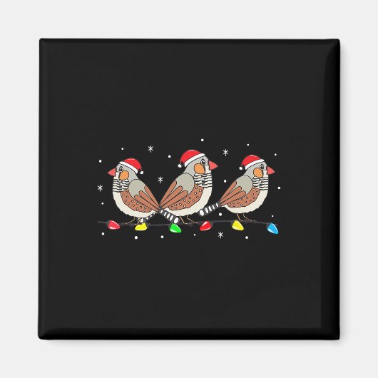 Zebra Finch Bird Christmas Lights Grappig huisdier Magneet (Voorkant)