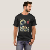 Zebra Finch Japanese Kanagawa Wave Funny Surf Anim T-shirt (Voorkant volledig)