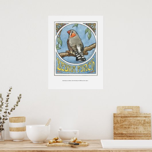Zebra Finch Nouveau Poster (Keuken)