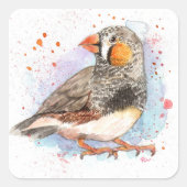 Zebra Finch Vierkante Sticker (Voorkant)