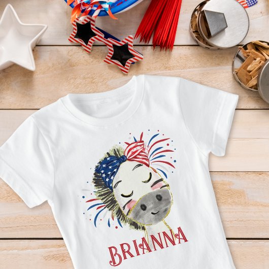 Zebra Flag Hair Tie en Fireworks gepersonaliseerd T-shirt
