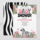 Zebra Flamingos Pink Black Baby shower Kaart (Voorkant / Achterkant)