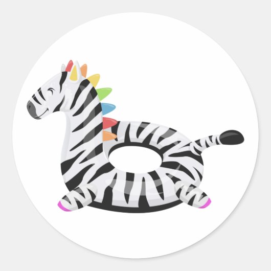 Zebra Floatie Pool Birthday Party Ronde Sticker (Voorkant)