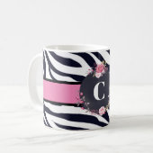 Zebra Floral Monogram Klassieke Mok (Voorkant links)
