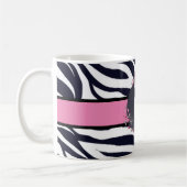 Zebra Floral Monogram Klassieke Mok (Links)