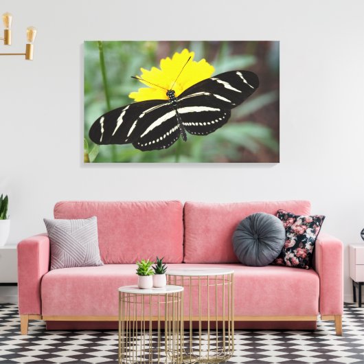 Zebra Flutterby Canvas Afdruk (Insitu (Woonkamer))