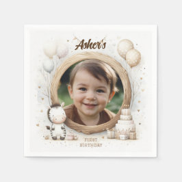 Zebra Foto Lijst voor verjaardagsfeestjes voor kin Servet