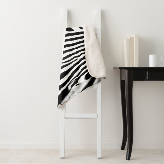 Zebra foto zwart-wit sherpa deken (In situ)