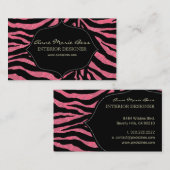 zebra+ frambozen Damask visitekaartjes (Voorkant / Achterkant)