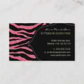 zebra+ frambozen Damask visitekaartjes (Achterkant)