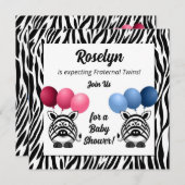 Zebra Fraternal Twins Roze en Blue Baby shower Kaart (Voorkant / Achterkant)