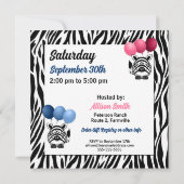 Zebra Fraternal Twins Roze en Blue Baby shower Kaart (Achterkant)