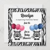 Zebra Fraternal Twins Roze en Blue Baby shower Kaart (Voorkant)