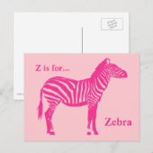 Zebra - Fuchsia en lichtroze Briefkaart (Voorkant / Achterkant)