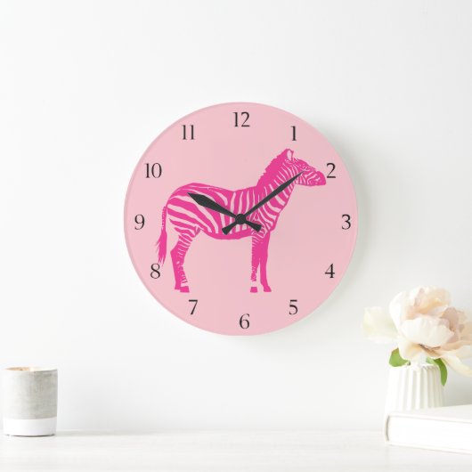 Zebra - Fuchsia en lichtroze Grote Klok (Huis)