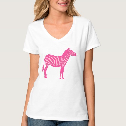Zebra - Fuchsia en lichtroze T-shirt (Voorkant)