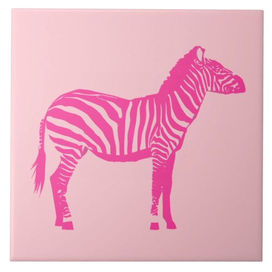 Zebra - Fuchsia en lichtroze Tegeltje (Voorkant)