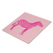Zebra - Fuchsia en lichtroze Tegeltje (Zijkant)