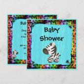 Zebra & Funky Leopard & Zebra Print Baby shower Kaart (Voorkant / Achterkant)