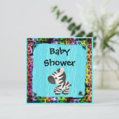 Zebra & Funky Leopard & Zebra Print Baby shower Kaart (Staand voorkant)